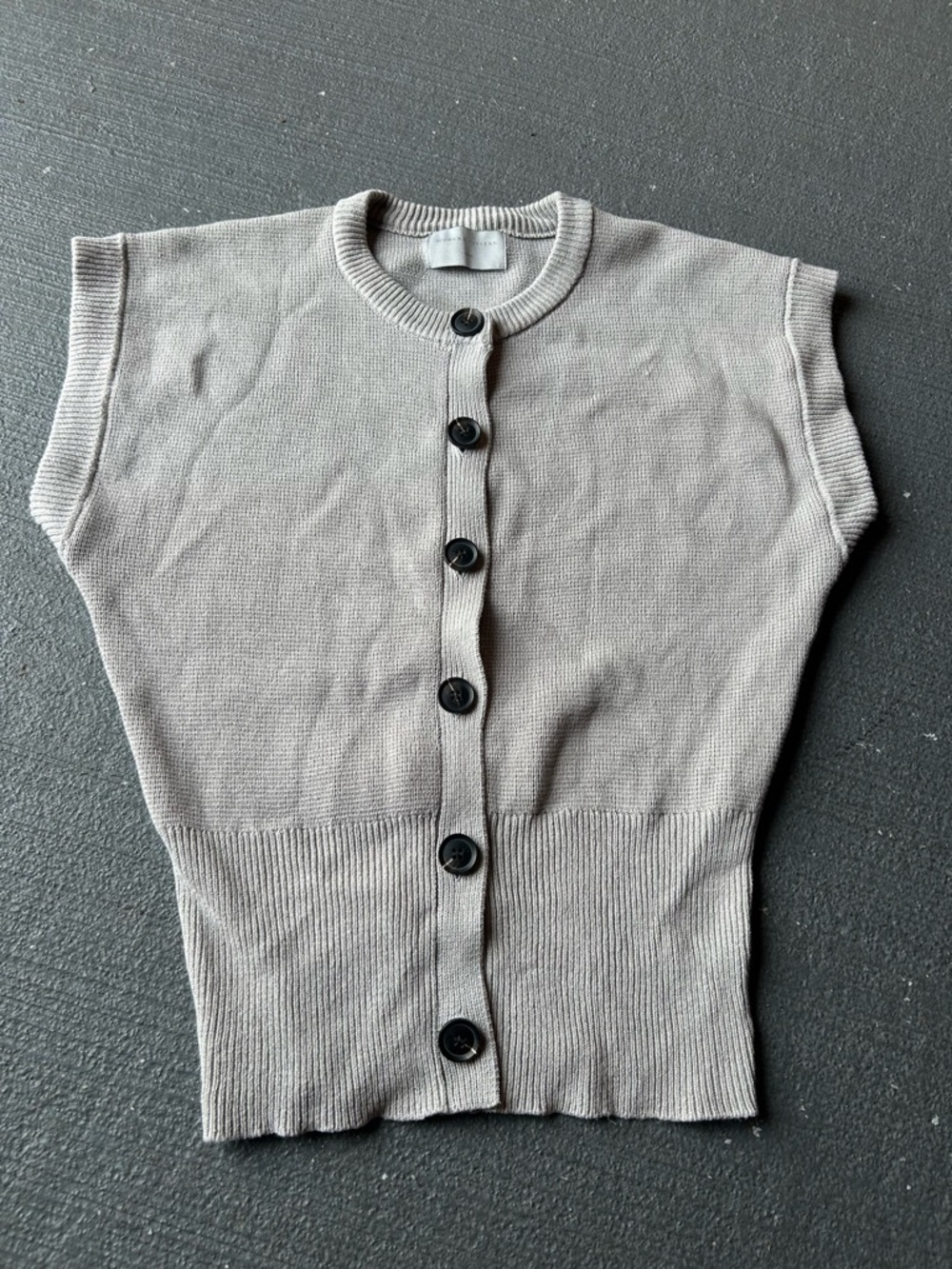 Modern Citizen Taupe Sleeveless Button-Up Knit Vest